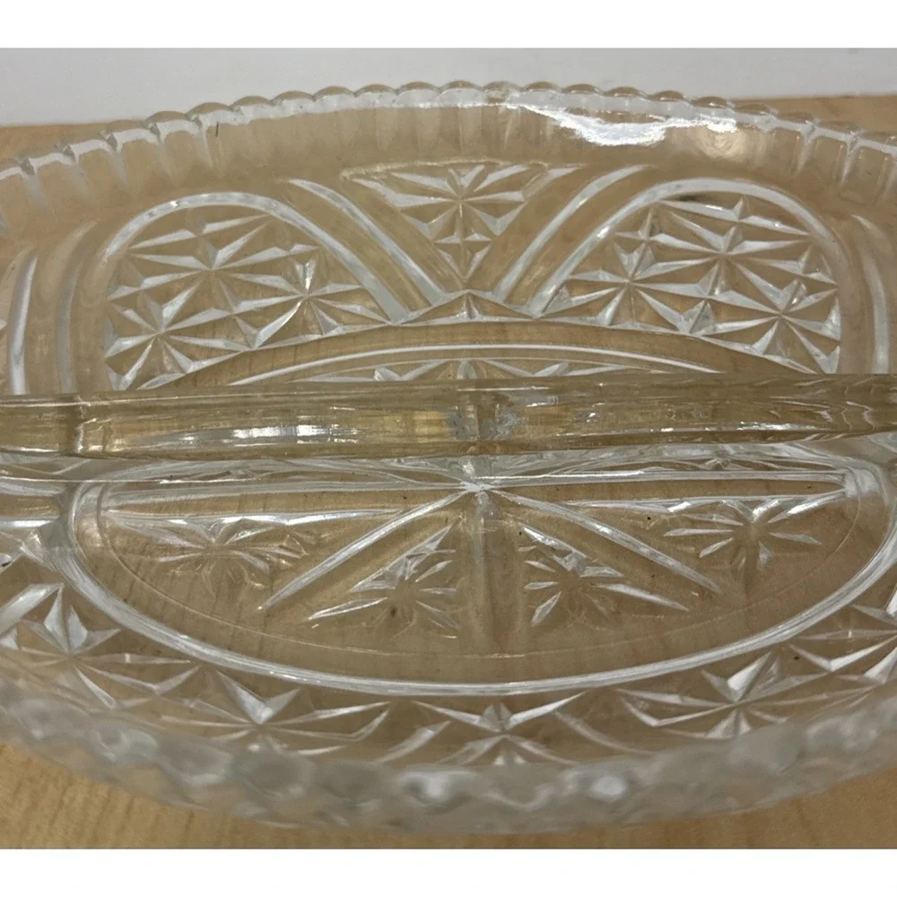 Vintage Pressed Glass Divided Serving Dish with Handles - Elegant Decor